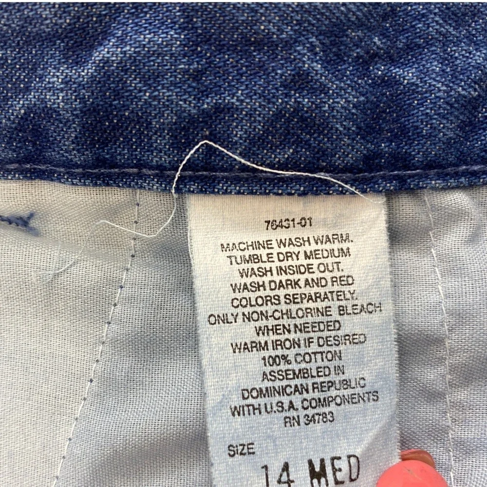 Vtg Lee Tapered Leg Jeans Women 14 M Wrinkle‎ Free High Rise Medium Wash Denim